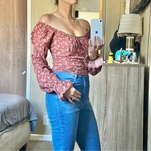 Hollister Brown Floral Crop Top